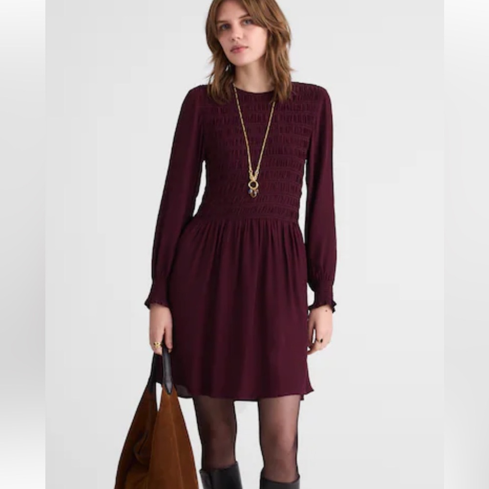 Madewell Long-Sleeve Smocked Mini Dress